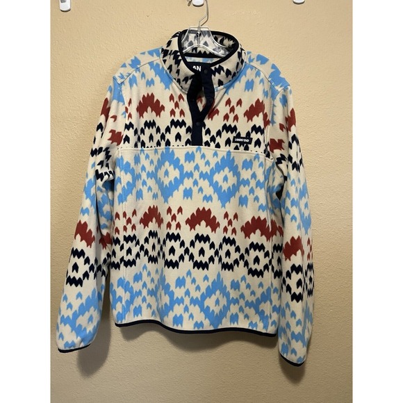 Lands End Men's 1/4 Snap Fleece Southwest Aztec‎ Pullover Shirt Large - Picture 1 of 7